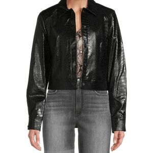 Calvin Klein Women's Black Faux Leather Moto Jacket 16